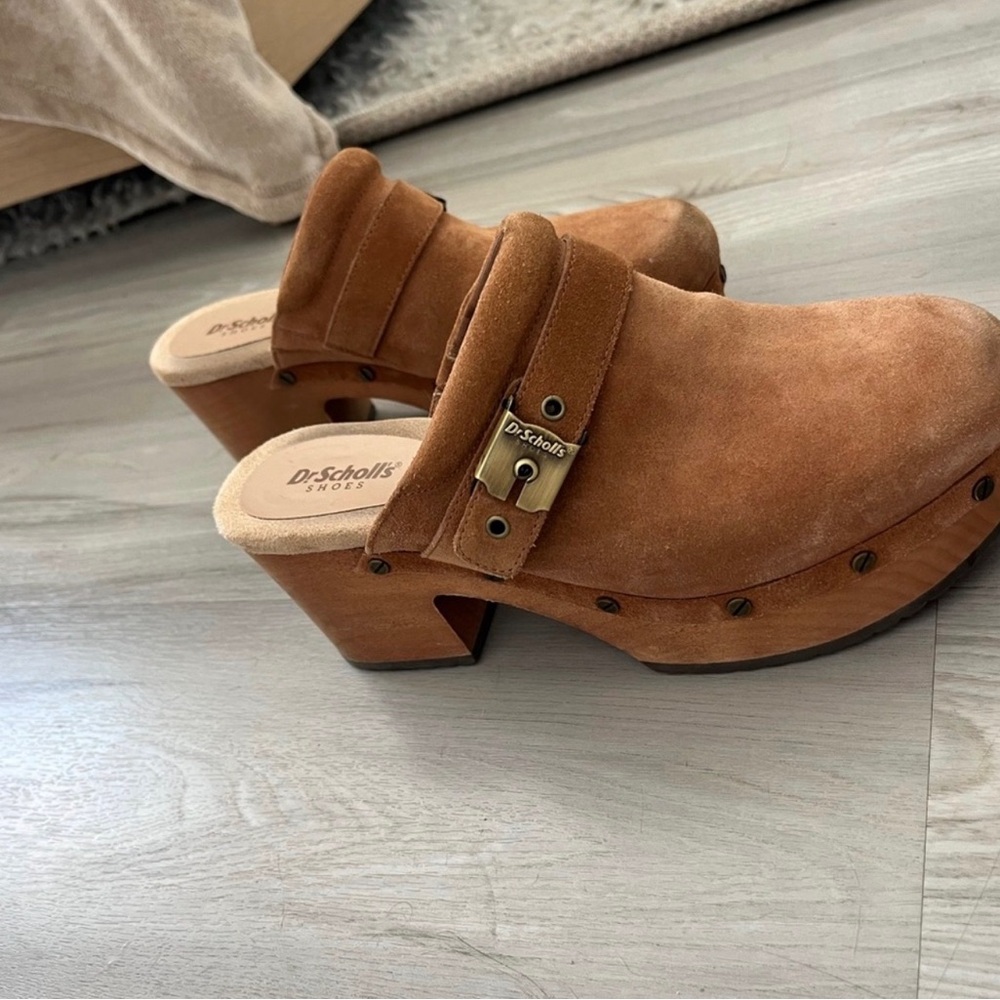 Dr. Scholl's Brown Suede Mules